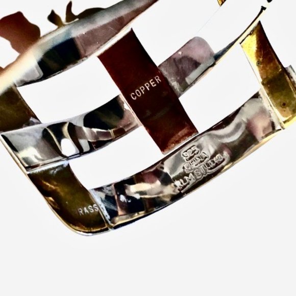 RLM Studio Cuff Bracelet Sterling Silver Copper Brass Woven 7.5 for larger wrist - Picture 6 of 12